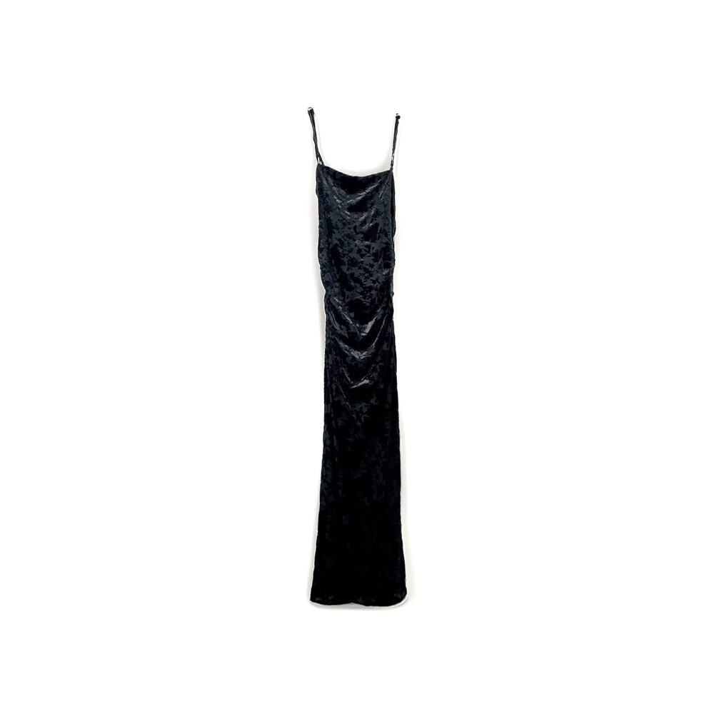 1 State Black Velvet Burnout Slinky Long Dress Size XS MSRP $109